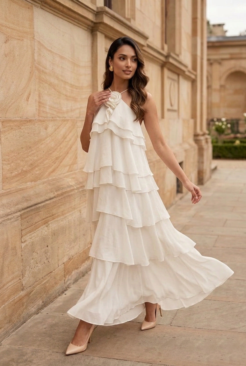 Wavy Off White Dress