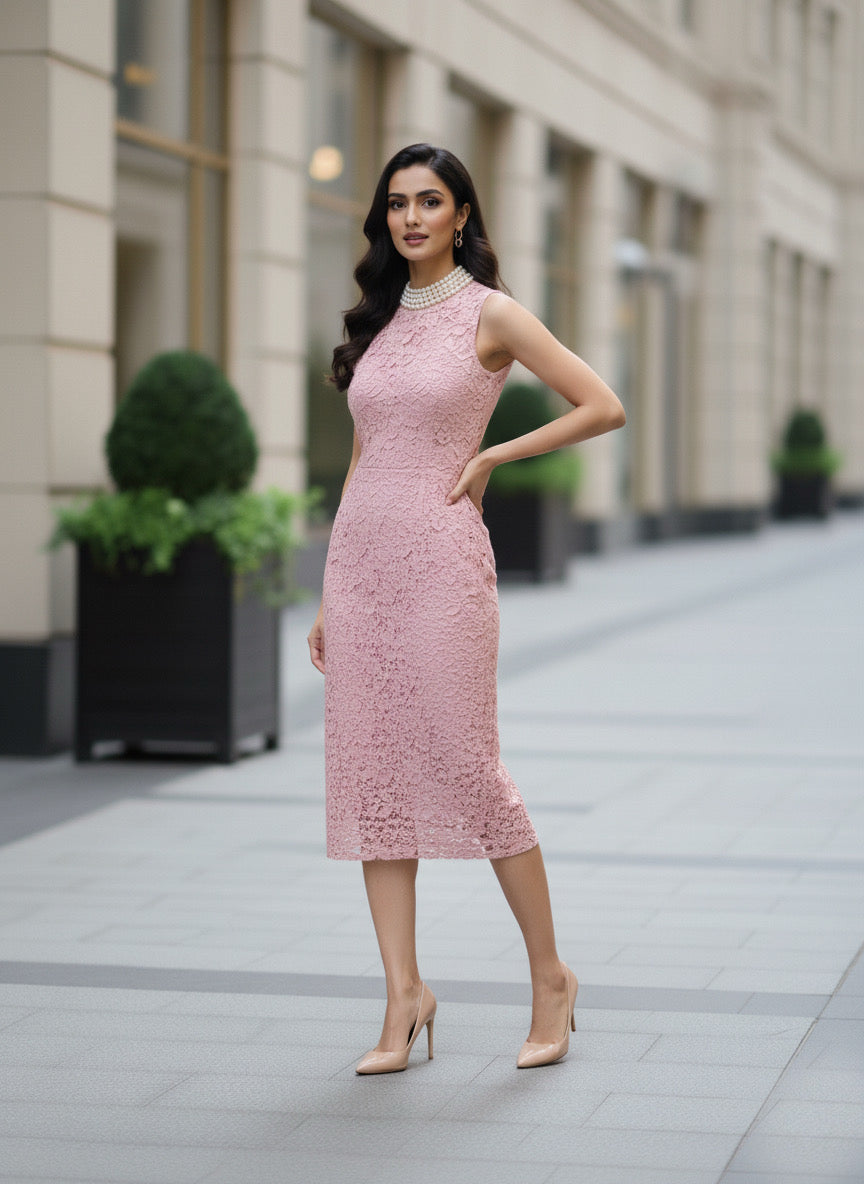Powder Pink Bodycon Pearl Dress