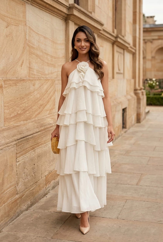Wavy Off White Dress