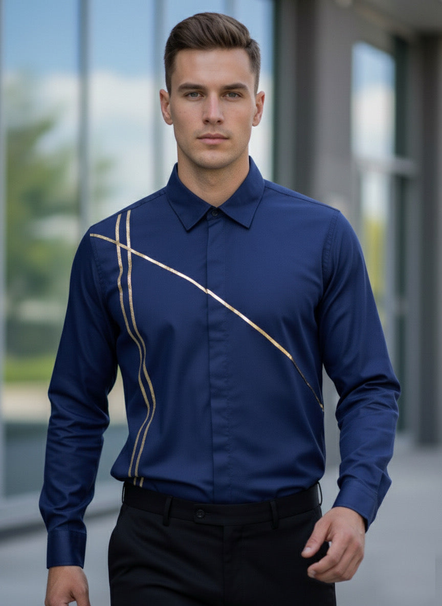 Blue Golden Stripes Shirt