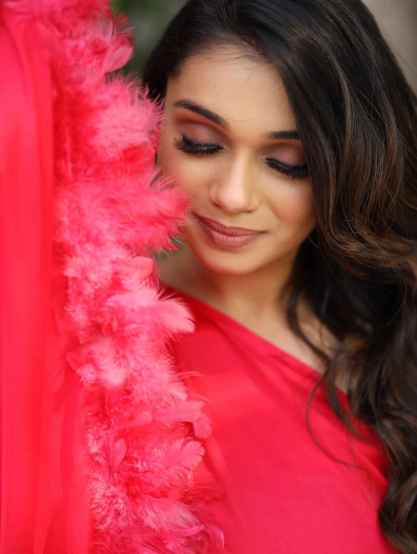 Hot Pink Short Kaftan Fur Dress