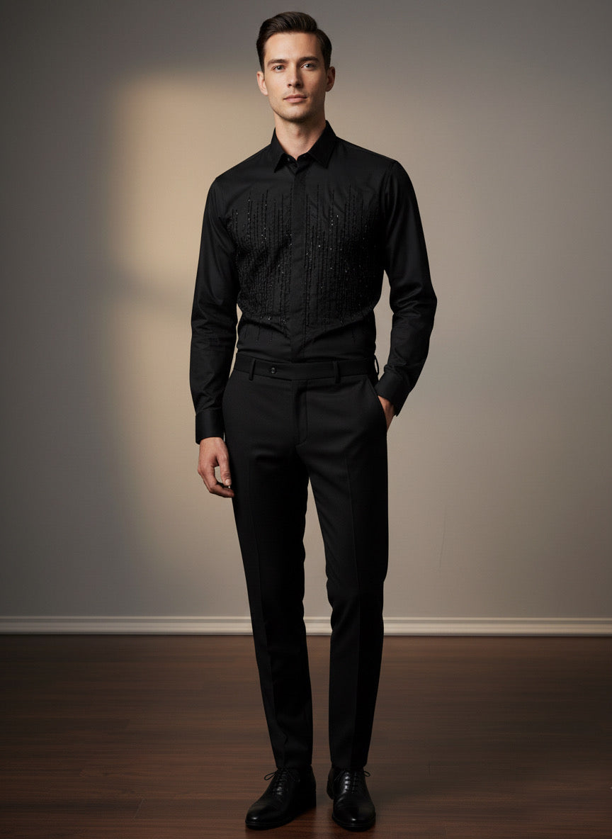 Black Beads Handwork Shirt