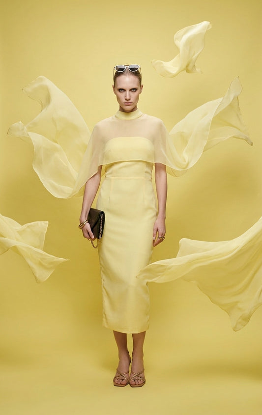 Butter Yellow Cape With Dress