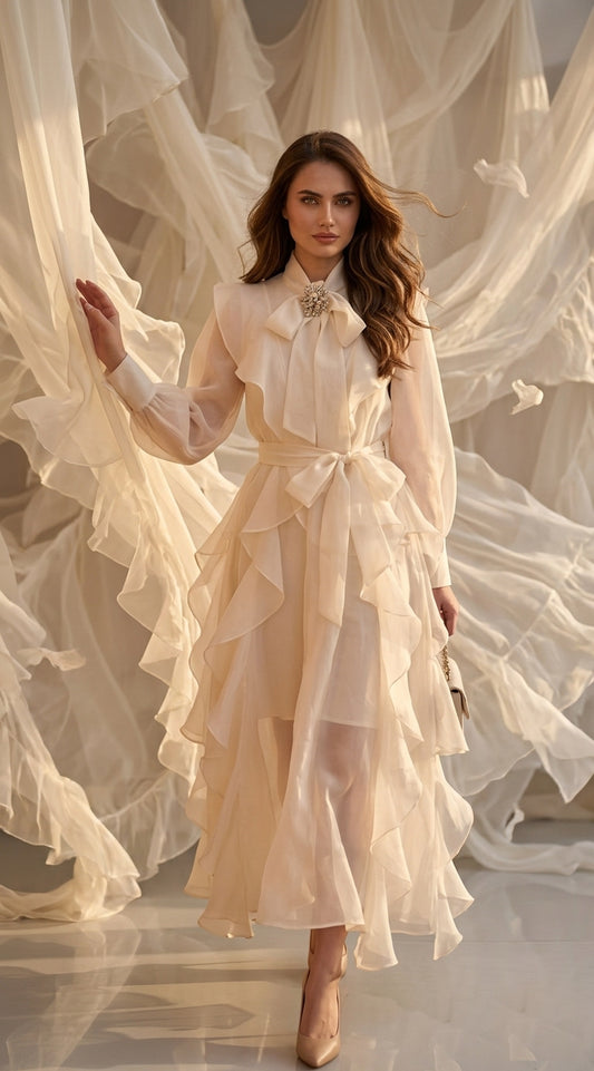 Jiggly Off White Long Dress
