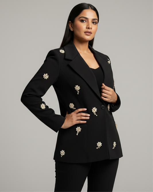 Black Pearl Flower Coat