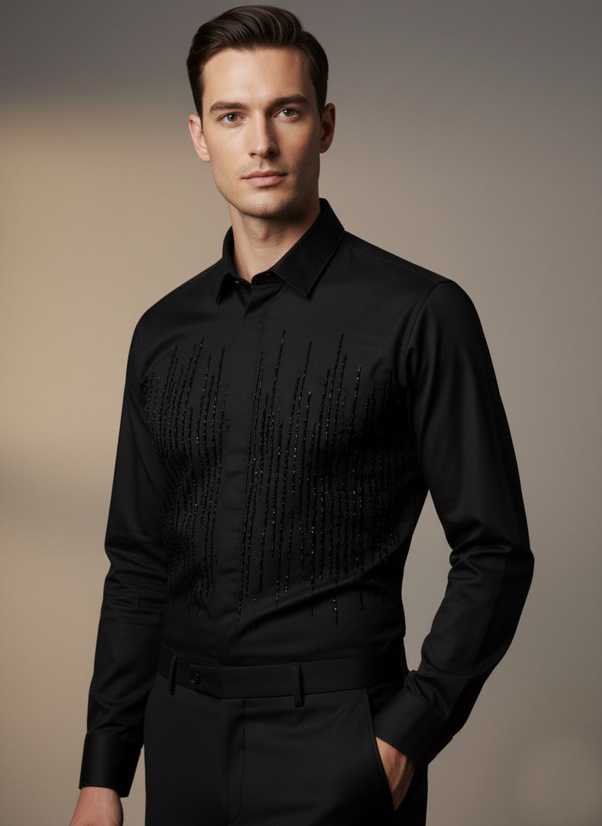 Black Beads Handwork Shirt