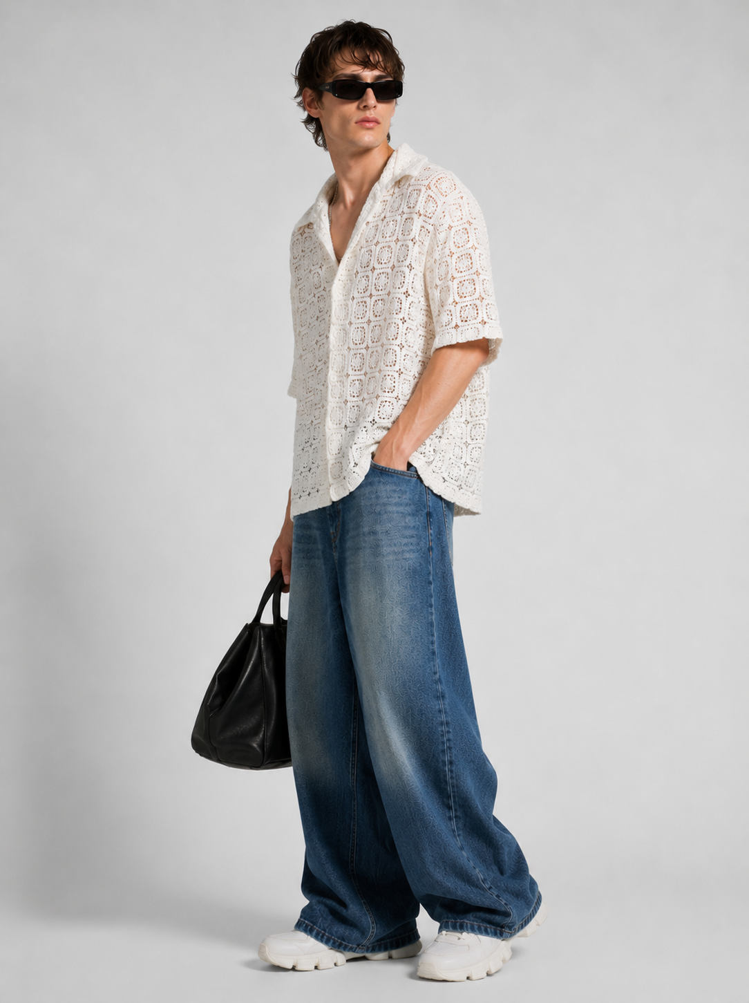 Bold Crochet Off White Shirt