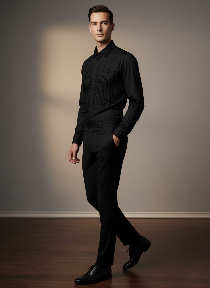 Black Beads Handwork Shirt