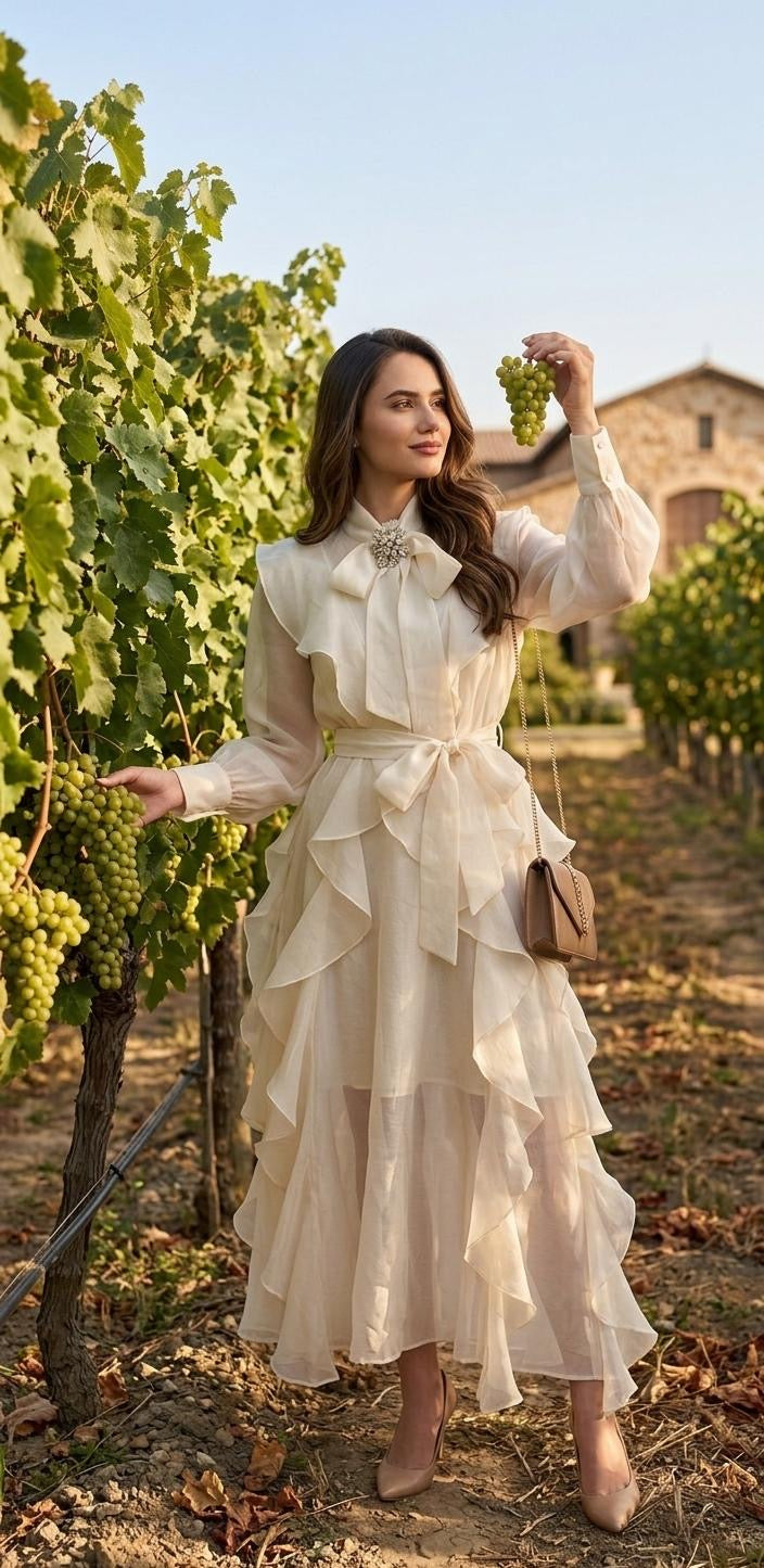 Jiggly Off White Long Dress