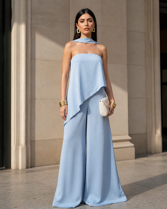 Powder Blue 3 Piece Off Shoulder Cord Set