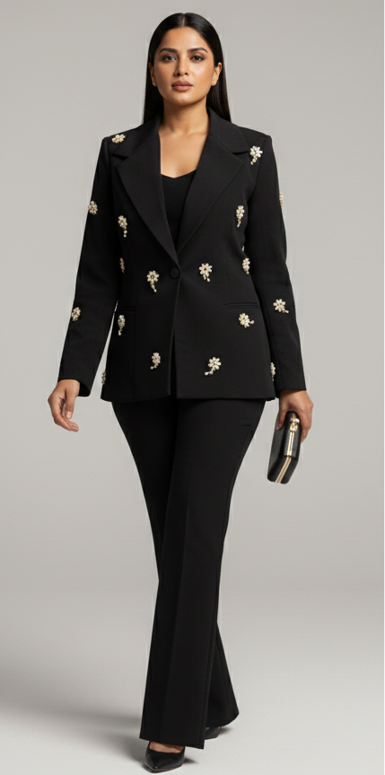 Black Pearl Flower Coat