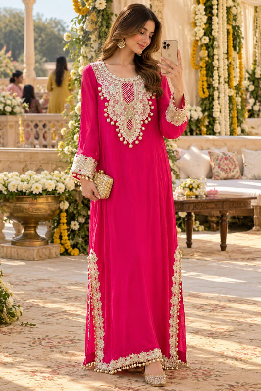 Hot Pink Floor Length Kaftan